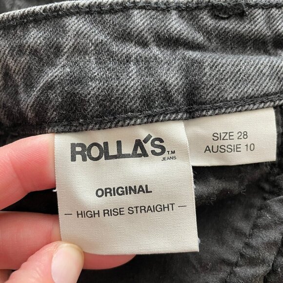 Rolla's High Rise Denim Distressed Charcoal Wash Straight Leg Jeans Black 28 - Picture 11 of 11